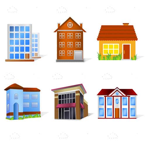 Variety of Houses Icon 6 Pack